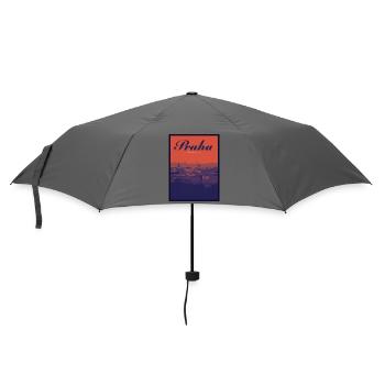 Praha Farbverlauf Stadtlandschaft - Regenschirm (klein) - Grau - Vorne