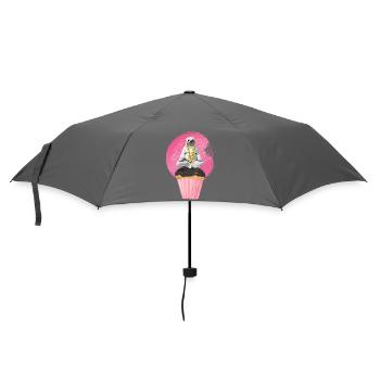 yoga panda cupcake süß pink niedlich namaste ohm - Regenschirm (klein) - Grau - Vorne