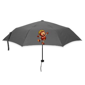 Fröhliche Kastanienfigur mit Kastanienhut - Regenschirm (klein) - Grau - Vorne