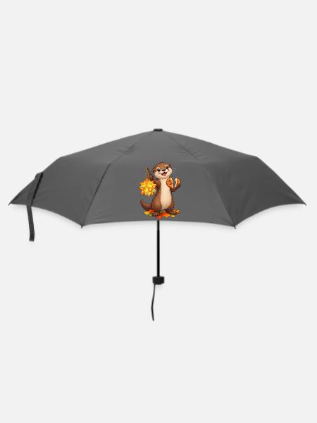 Zwergotter mit Sternlaterne und Brezelhälften - Regenschirm (klein) - Grau