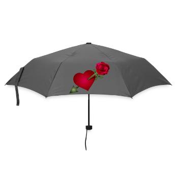 Red Rose Meets Heart with Arrow Illustration - Umbrella (small) - grey - Front