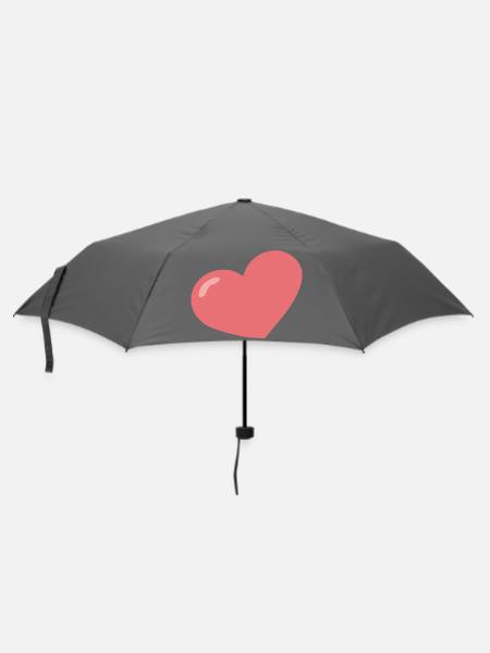 Minimalistisches Pastellherz - Regenschirm (klein) - Grau