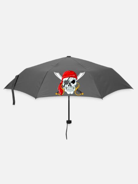 Piratenschädel mit Schwertern Jolly Roger Design - Regenschirm (klein) - Grau