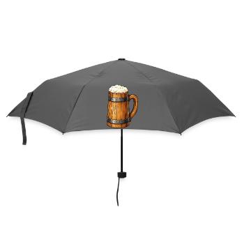 Bierfass Krug Holzdesign - Regenschirm (klein) - Grau - Vorne
