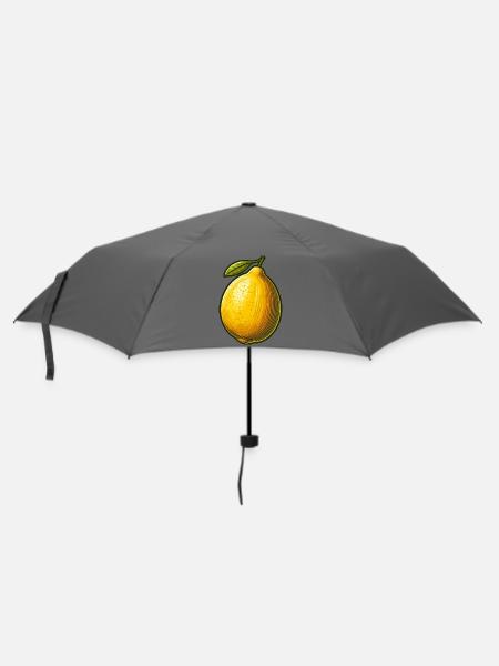 Lebendige Retro-Grafik-Zitrone - Regenschirm (klein) - Grau