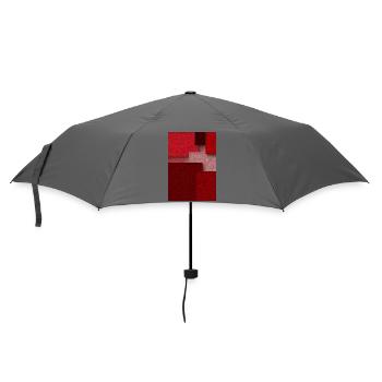 Rote Geometrie in abstrakten Blöcken - Regenschirm (klein) - Grau - Vorne