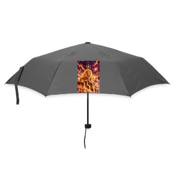 Löwe im kosmischen Feuerreich - Regenschirm (klein) - Grau - Vorne
