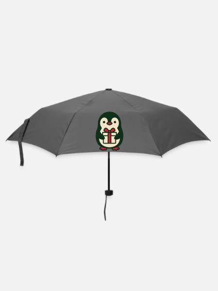 Pinguin Geschenk Clipart - Regenschirm (klein) - Grau