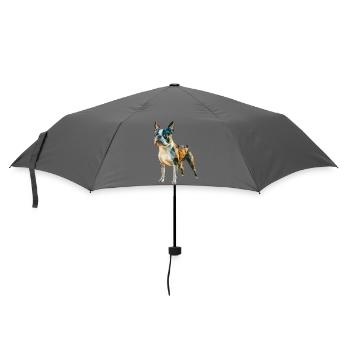Französische Bulldogge - Cooles Low-Poly-Logo - Regenschirm (klein) - Grau - Vorne