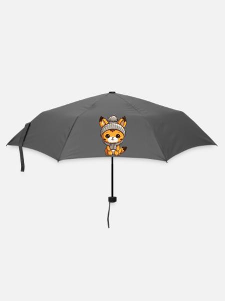 Fuchs Winter Comic - Regenschirm (klein) - Grau