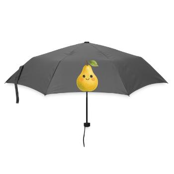 Yellow Pear with Face Watercolor Fruit Baby Child - Umbrella (small) - grey - Front