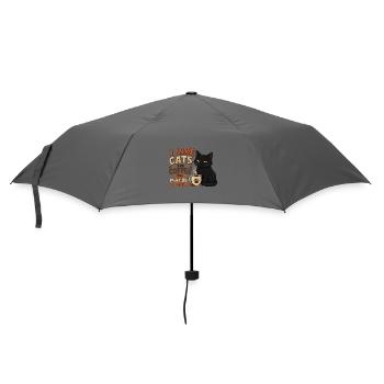 Ich mag Katzen und Kaffee und vielleicht drei Leute - Regenschirm (klein) - Grau - Vorne
