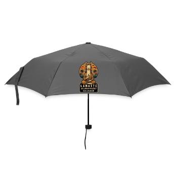 Lamasté – Lustiges Lama Yoga Design - Regenschirm (klein) - Grau - Vorne
