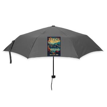 Explore Zurich in Switzerland Vintage Travel Art - Umbrella (small) - grey - Front
