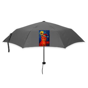 Chapeau de Père Noël Noir Chat Festif Noël Nuit étoilée - Parapluie standard - bruyère - Devant