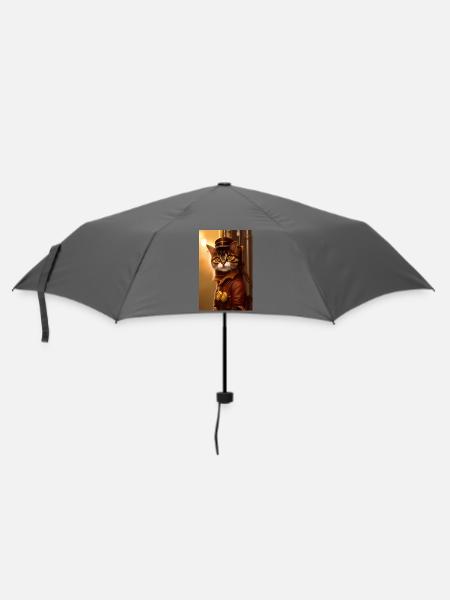 Katze Steampunk Style - Regenschirm (klein) - Grau