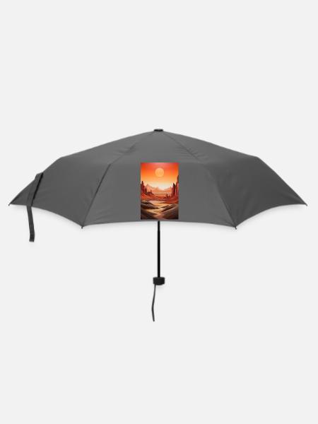 Wüstenlandschaft mit Sonnenuntergang - Regenschirm (klein) - Grau