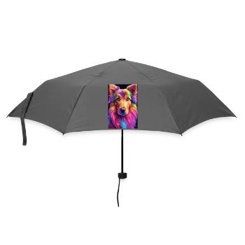 Rainbow Collie-Porträt - Regenschirm (klein) - Grau - Vorne