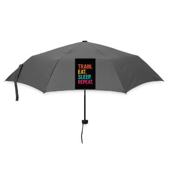 Motivierender Sport-Workflow Schriftzug - Regenschirm (klein) - Grau - Vorne