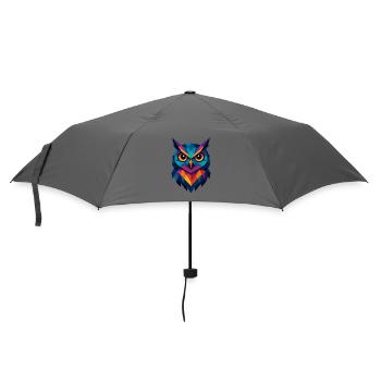 Eule | Eulenkopf Print - Regenschirm (klein) - Grau - Vorne