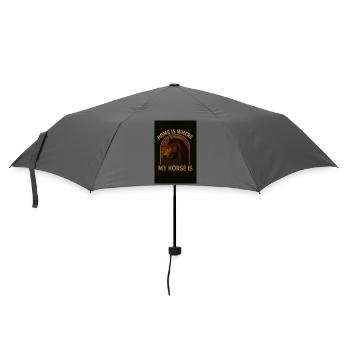 Zuhause Ist Wo Mein Pferd Ist - Regenschirm (klein) - Grau - Vorne