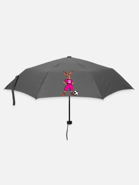 Hasen Fussball Pink - Regenschirm (klein) - Grau