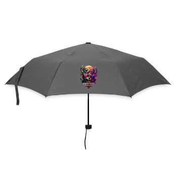 Techno Dinos – Bass aus der Urzeit - Regenschirm (klein) - Grau - Vorne