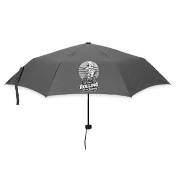 Maltipoo auf Bonanza-Rad – Rolling mit Kumpel - Regenschirm (klein) - Grau - Vorne