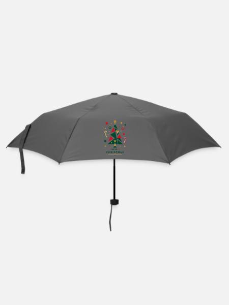 Geometrischer Weihnachtsbaum mit Dekoration - Regenschirm (klein) - Grau