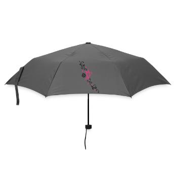 Butterfly with tribal ornament and flowers - Umbrella (small) - grey - Front