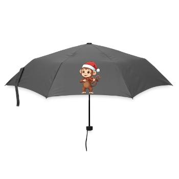Weihnachtsaffe spielt Geigenkunst - Regenschirm (klein) - Grau - Vorne