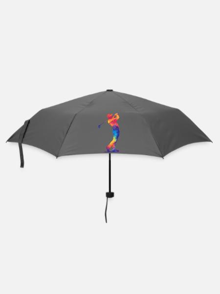 Bunter Golfer-Schwung - Regenschirm (klein) - Grau