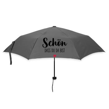 Schön dass du da bist Herz - Regenschirm (klein) - Grau - Vorne