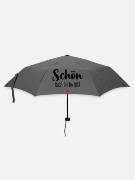 Schön dass du da bist Herz - Regenschirm (klein) - Grau