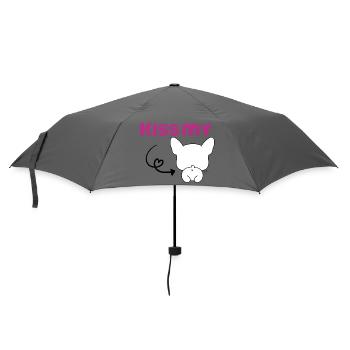 Kiss my Bulldog - Französischer Frechdachs - Regenschirm (klein) - Grau - Vorne