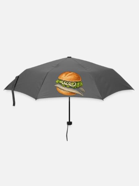Norddeutsches Sushi – Fischbrötchen statt Maki - Regenschirm (klein) - Grau
