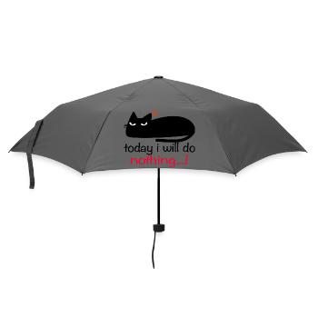 Funny cat today I will do nothing - Umbrella (small) - grey - Front