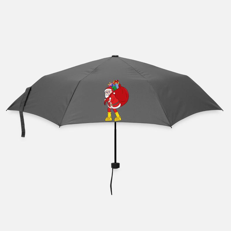 Weihnachtsmann trägt große gelbe Stiefel - Regenschirm (klein) - Grau
