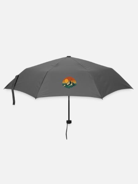 Vintage Sunset Mountain Adventure - Regenschirm (klein) - Grau