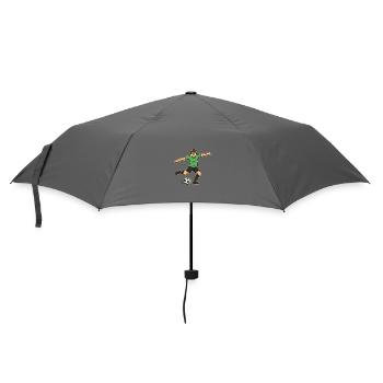 Soccer Player Cartoon Goal Shot Green - Umbrella (small) - grey - Front