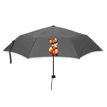 Fuchs mit Sonnenbrille Charme - Regenschirm (klein) - Grau - Vorne