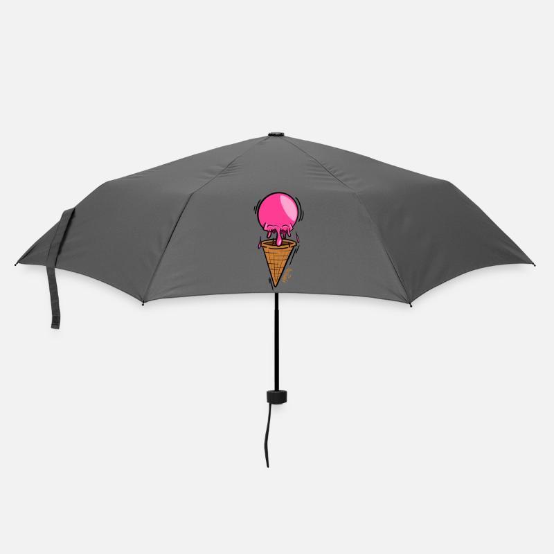Rosa schmelzendes Eis am Waffelkegel - Regenschirm (klein) - Grau