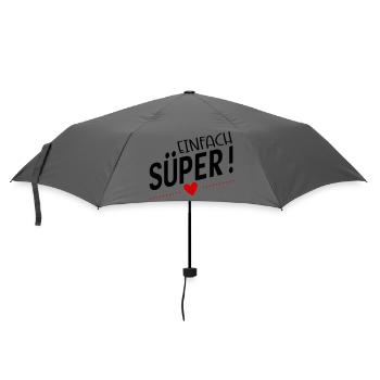Süper - Regenschirm (klein) - Grau - Vorne