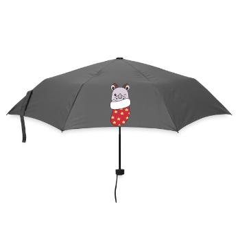  Süße Nashörner in Weihnachtssocke zu Weihnachten - Regenschirm (klein) - Grau - Vorne