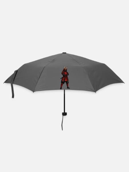 Roter Samurai Krieger - Regenschirm (klein) - Grau