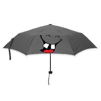 Großes Lächeln. Glücklicher, lächelnder Mund, Lippen Gesicht. - Regenschirm (klein) - Grau - Vorne