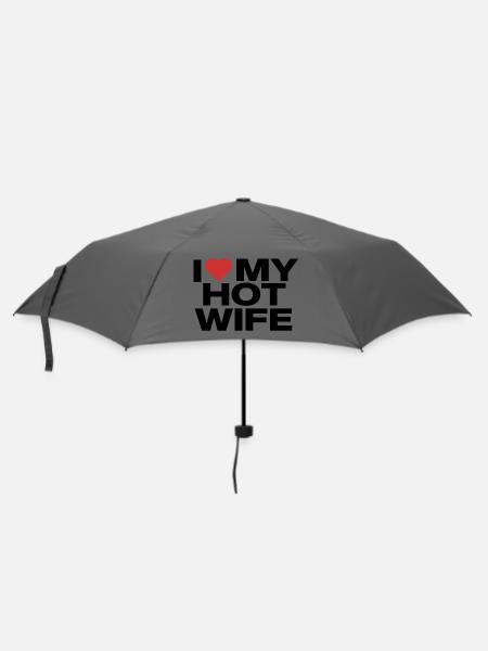 I Love My Hot Wife - Humorvolle Liebeserklärung - Regenschirm (klein) - Grau
