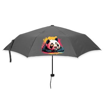 Panda Traumblick Farbspritzer - Regenschirm (klein) - Grau - Vorne