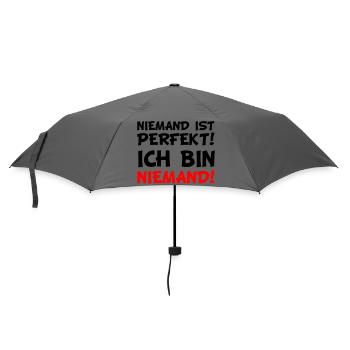 Niemand! Rotes Wort-Statement - Regenschirm (klein) - Grau - Vorne