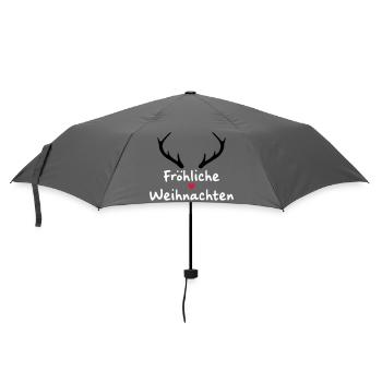 Fröhliche Weihnachten Fest der Liebe Herz Geweih - Regenschirm (klein) - Grau - Vorne